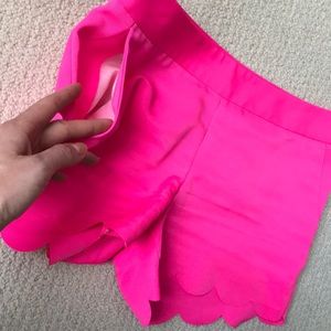 Scalloped shorts fluorescent hot pink fuchsia